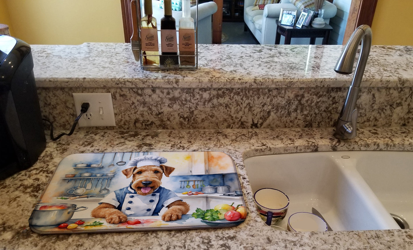 Airedale Terrier The Chef Dish Drying Mat-1