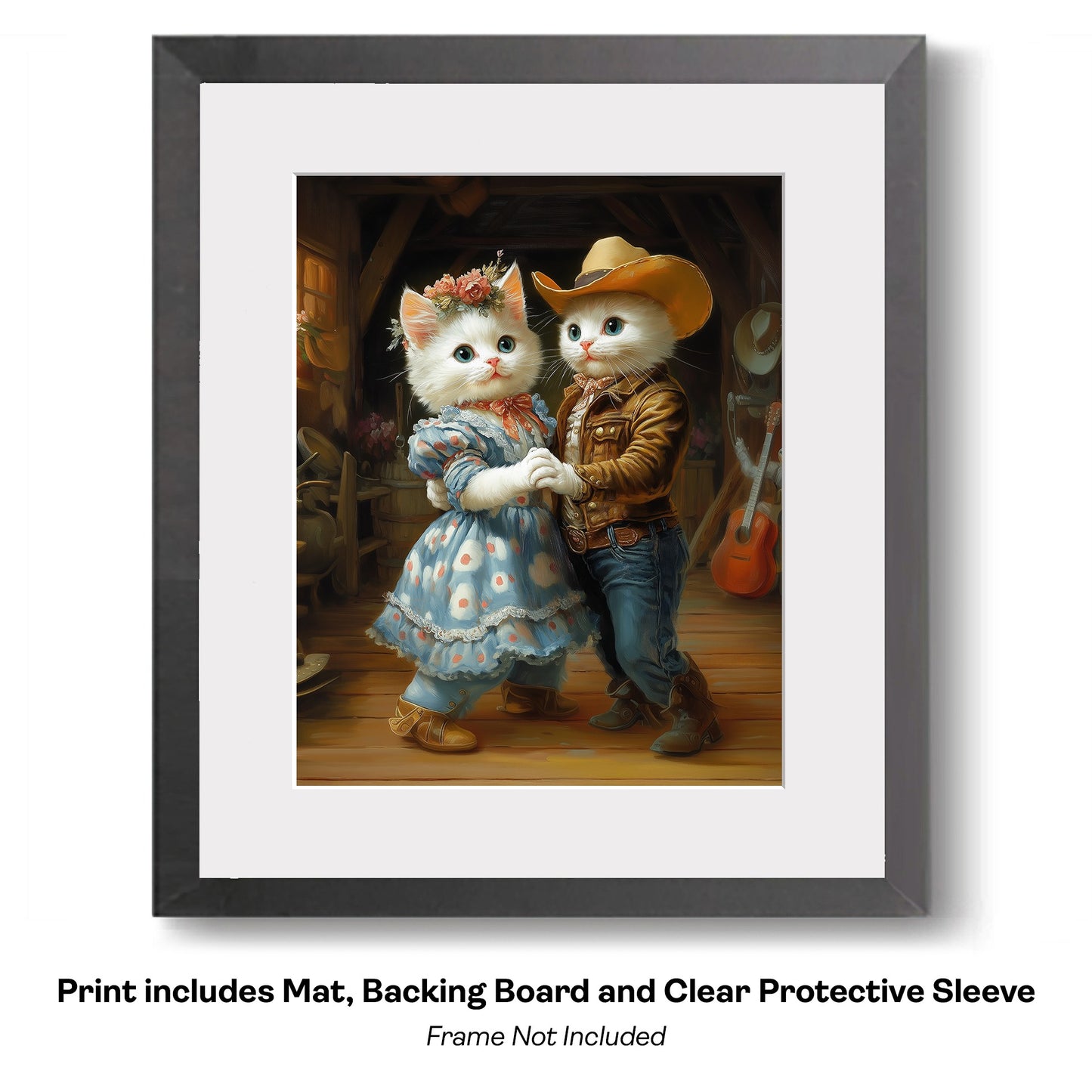 Kitten Couple at the County Fair - Anthropomorphic Cat Wall Art Prints – 8″x10″ Artwork for 11″x14″ Frame