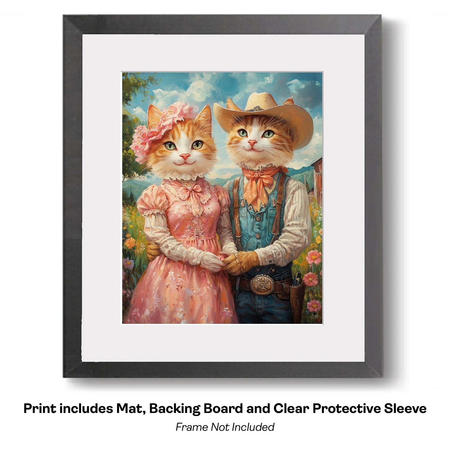 Kitten Couple at the County Fair - Anthropomorphic Cat Wall Art Prints – 8″x10″ Artwork for 11″x14″ Frame
