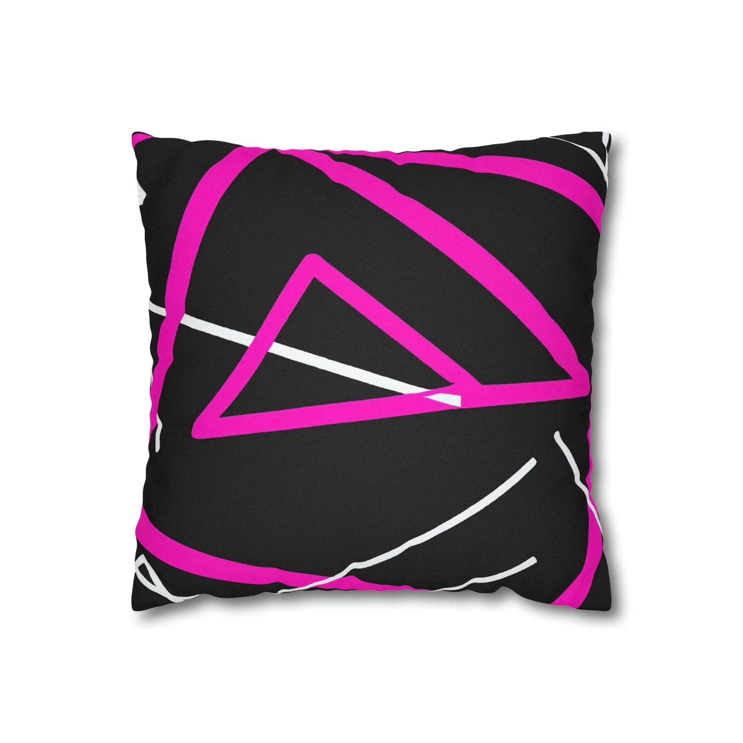 Decorative Throw Pillow Cover - Black and Pink Geometric Pattern
