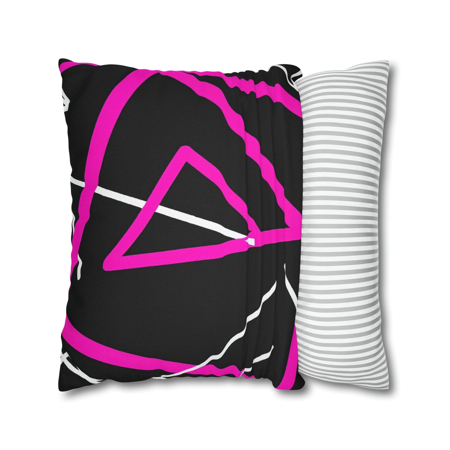 Decorative Throw Pillow Cover - Black and Pink Geometric Pattern