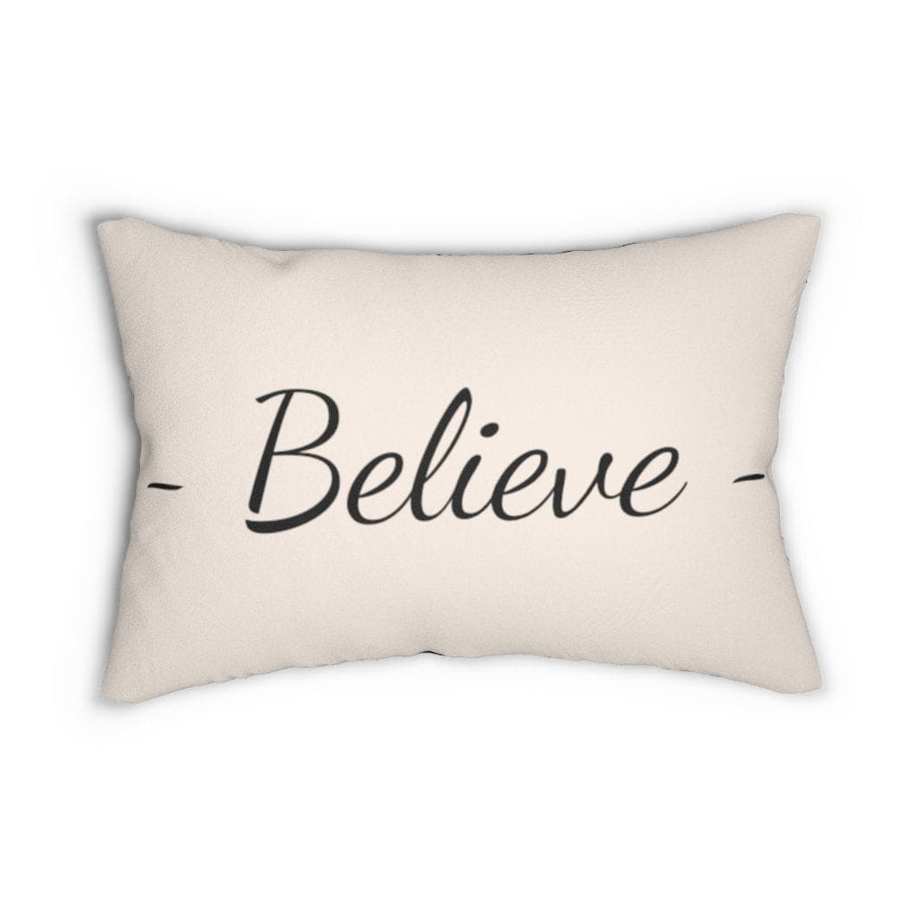 Decorative Lumbar Throw Pillow - Believe - Beige Black