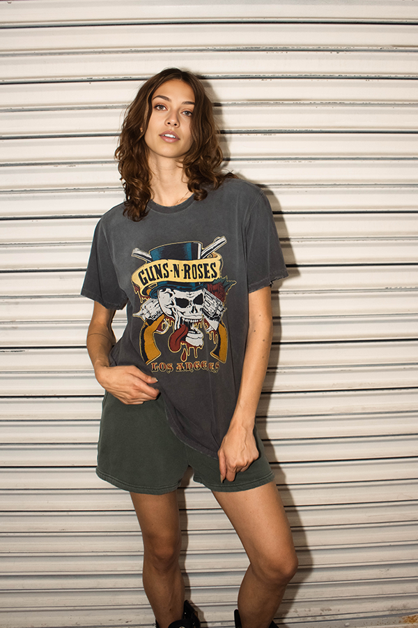 Guns N Roses Los Angeles Top Hat Skull Tee