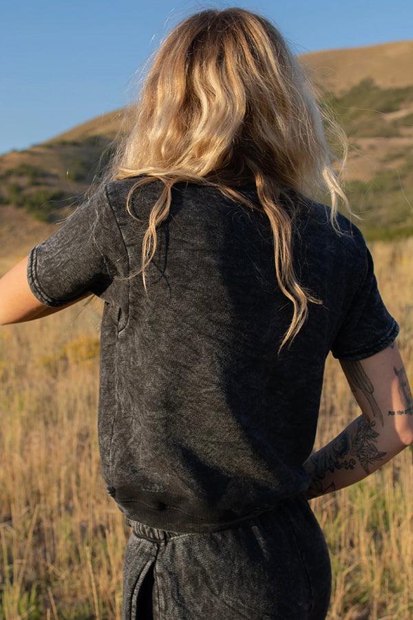 Harmony Washed Black Crewneck Tee