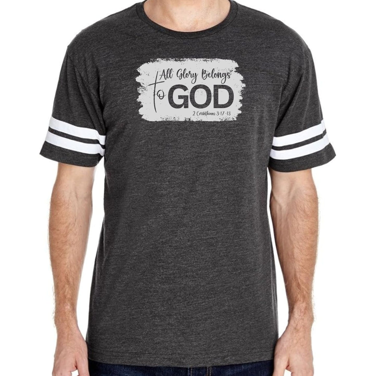 Mens Vintage Sport T-shirt All Glory Belongs to God Christian