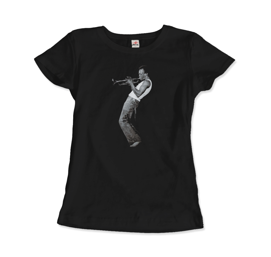 Miles Davis Playing his Trumpet Artwork T-Shirt-3