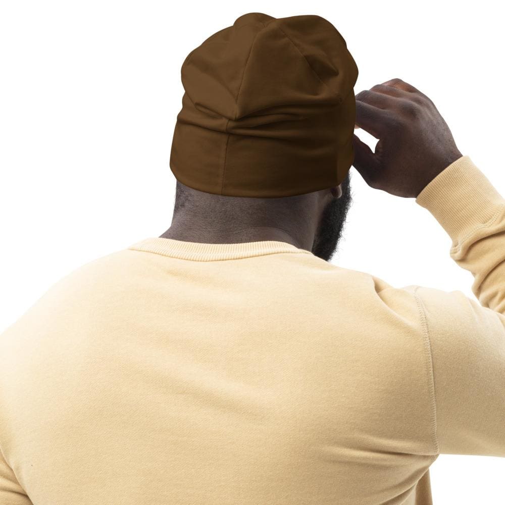 Beanie Hat - Brown Slouchy Beanie Prayer Warrior Print Men/women