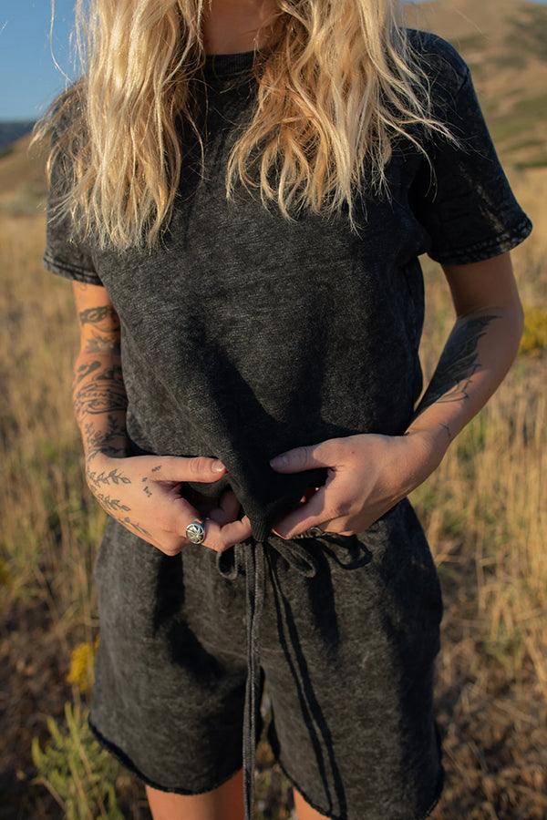 Harmony Washed Black Crewneck Tee