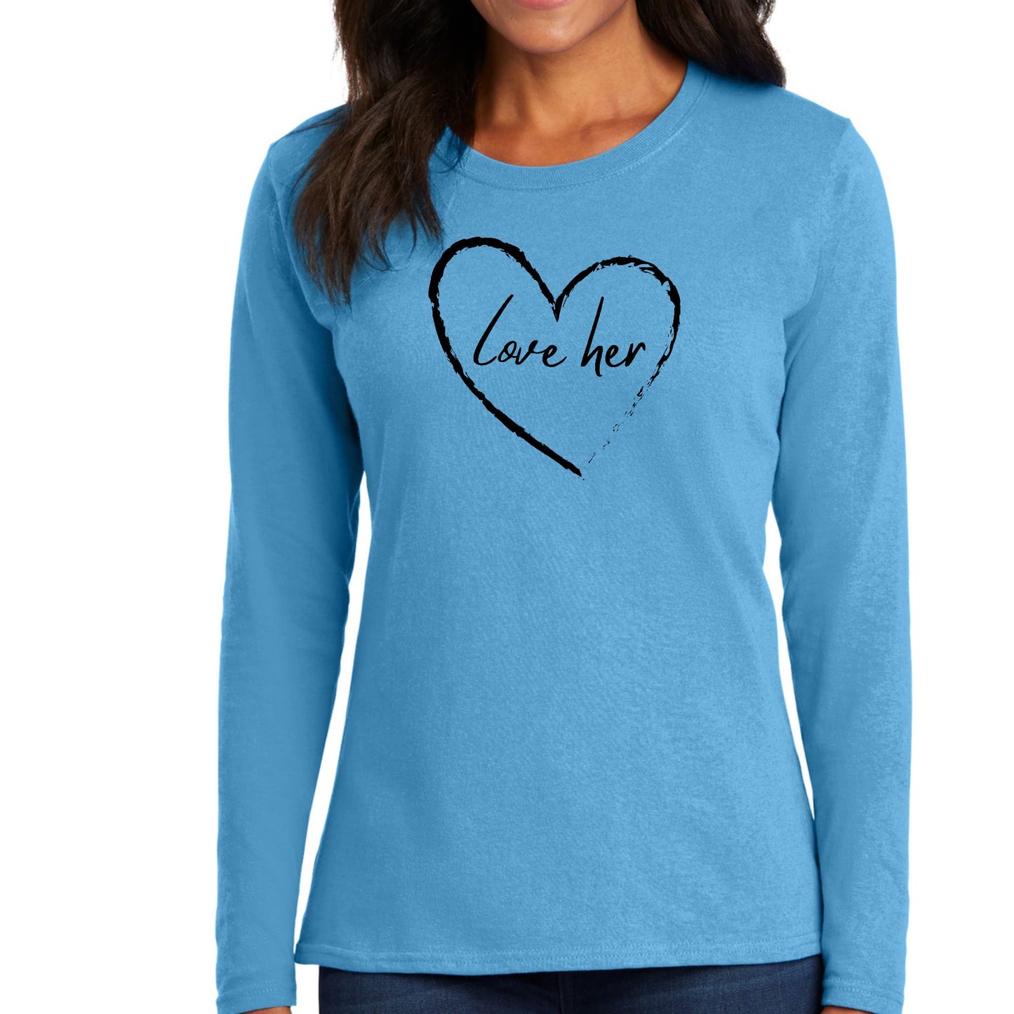 Womens Long Sleeve Graphic T-shirt - Say it Soul Love Her