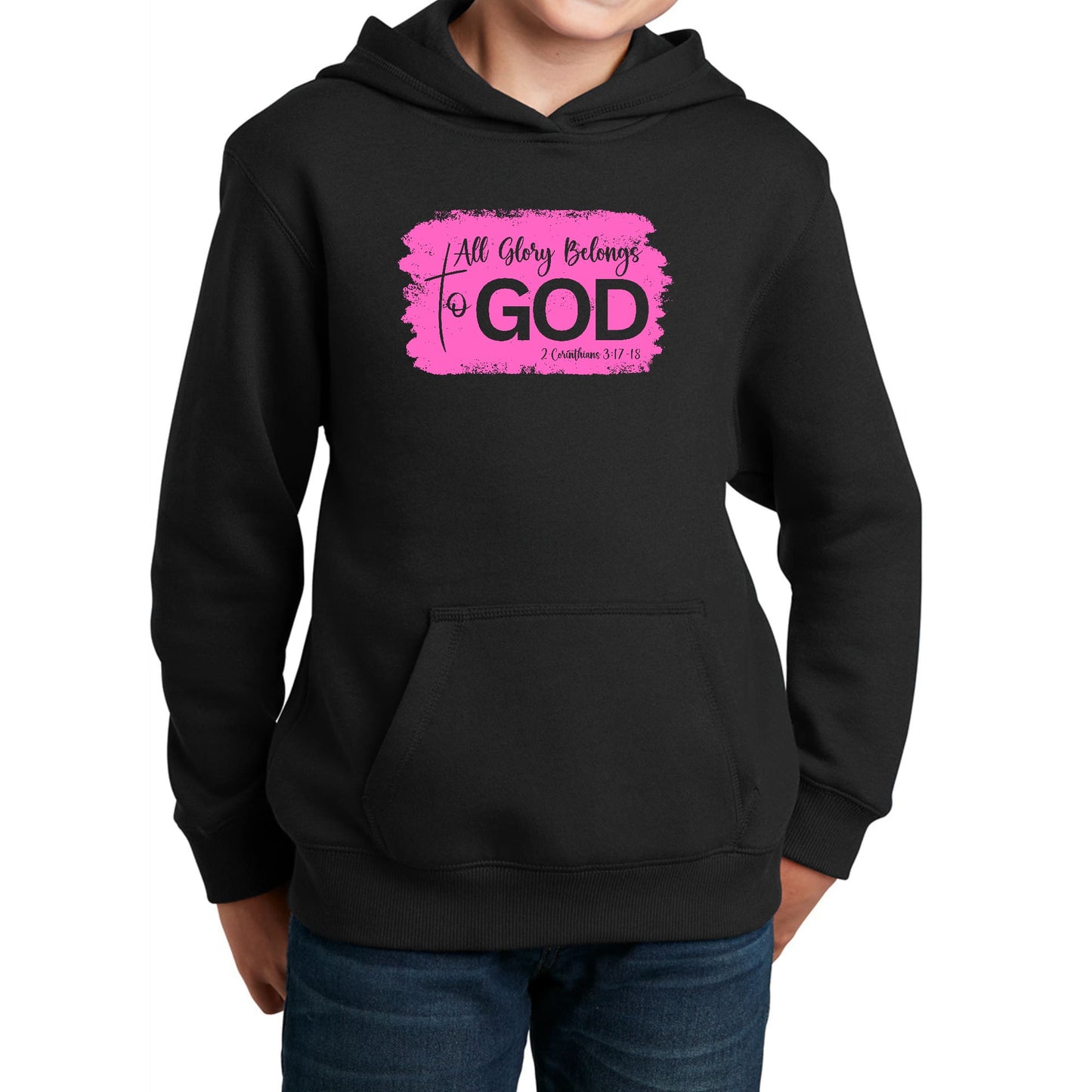 Youth Long Sleeve Hoodie All Glory Belongs to God Christian