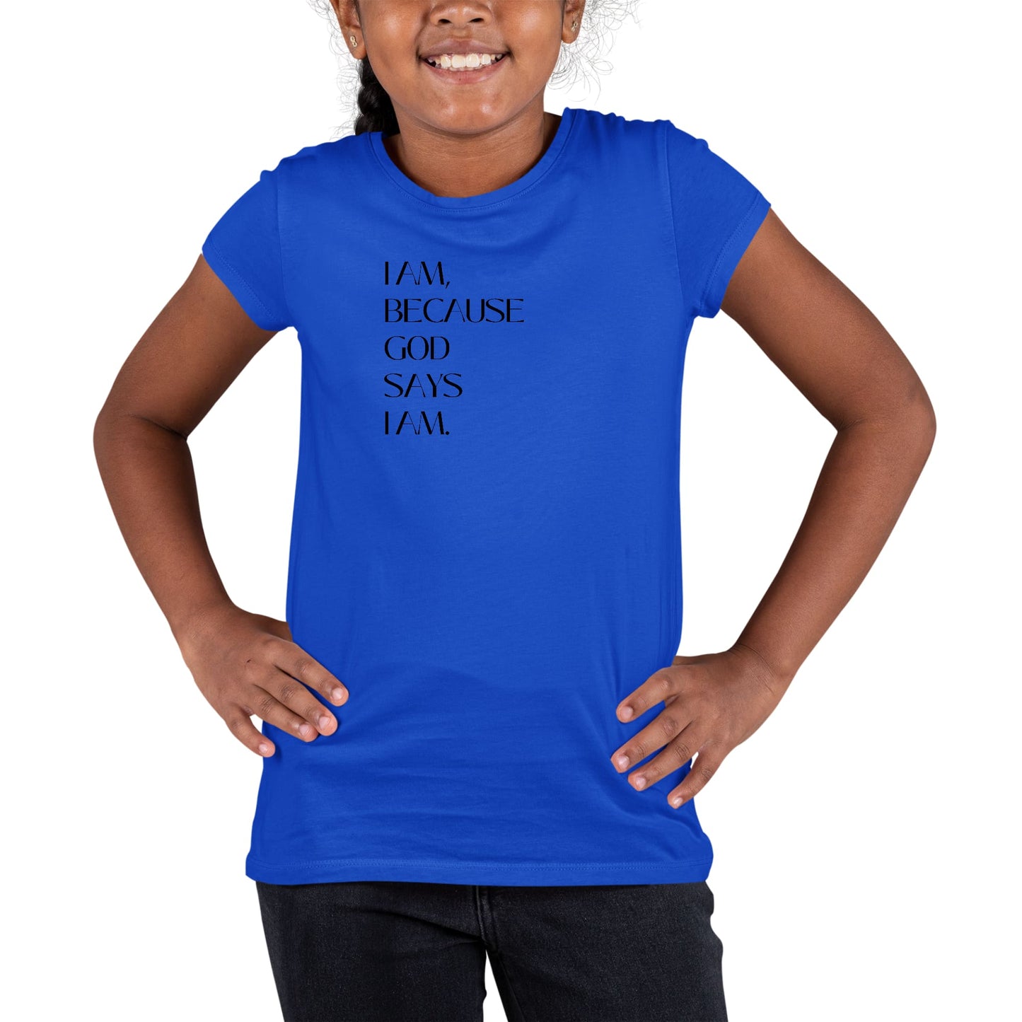 Youth Short Sleeve Graphic T-shirt Say it Soul - i am Because God Says