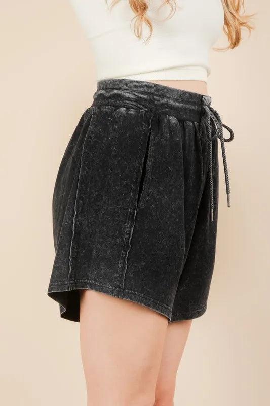 VERY J Mineral Washed Comfy Baggy Shorts-1