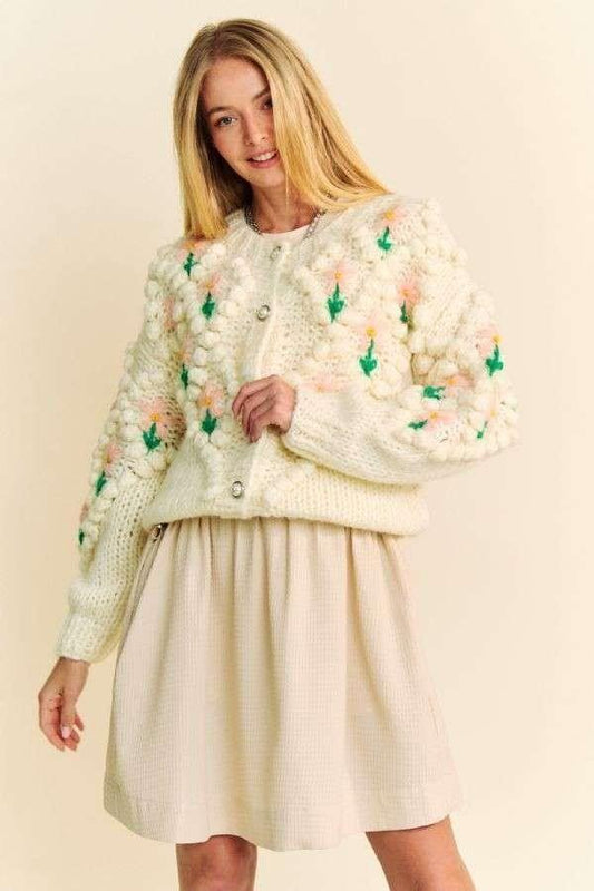 Davi & Dani Floral Pattern Button Down Cardigan-0