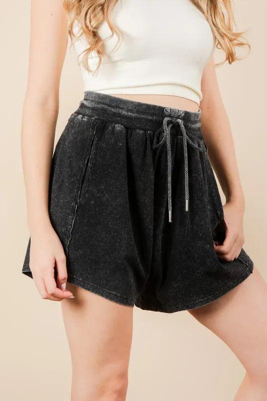 VERY J Mineral Washed Comfy Baggy Shorts-4