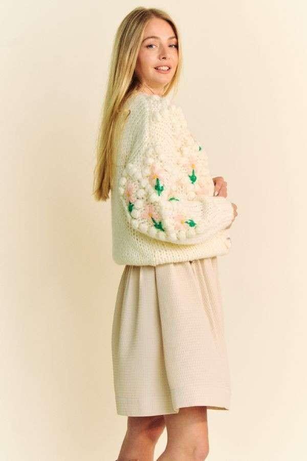 Davi & Dani Floral Pattern Button Down Cardigan-2