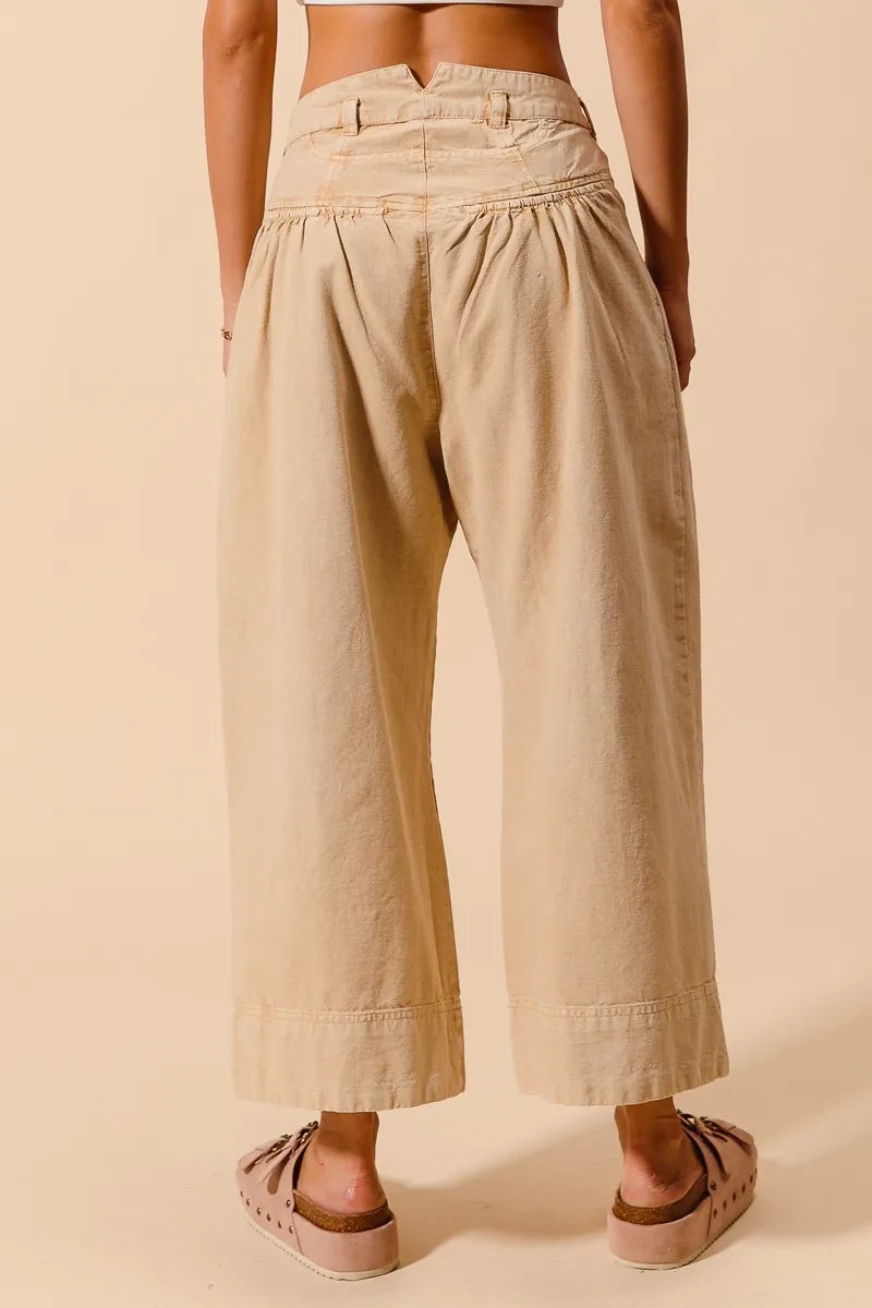 SO ME Mid Rise Wide Leg Chino Pants With Pockets-2