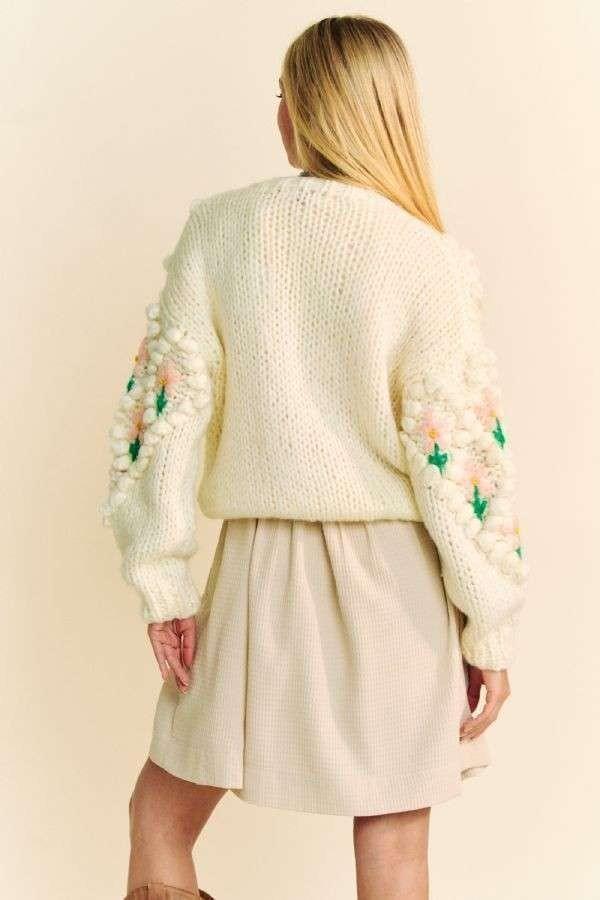 Davi & Dani Floral Pattern Button Down Cardigan-1