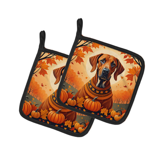 Rhodesian Ridgeback Fall Pair of Pot Holders-0