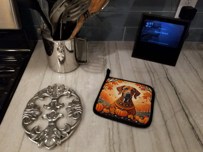 Rhodesian Ridgeback Fall Pair of Pot Holders-3