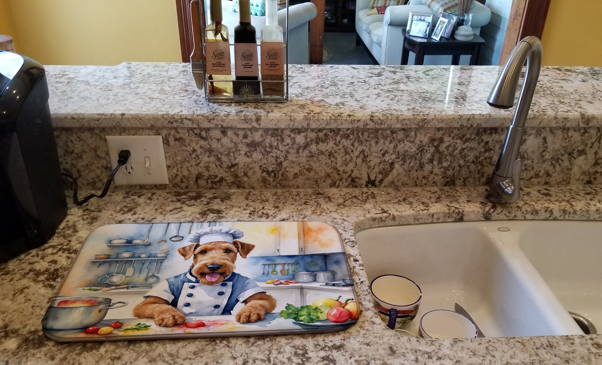 Airedale Terrier The Chef Dish Drying Mat-1