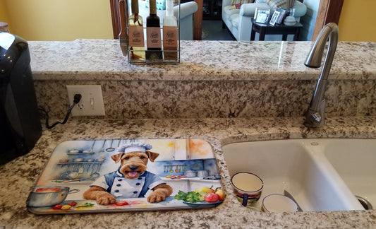 Airedale Terrier The Chef Dish Drying Mat-1