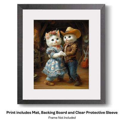 Kitten Couple at the County Fair  - Anthropomorphic Cat Wall Art Prints – 8″x10″ Artwork for 11″x14″ Frame