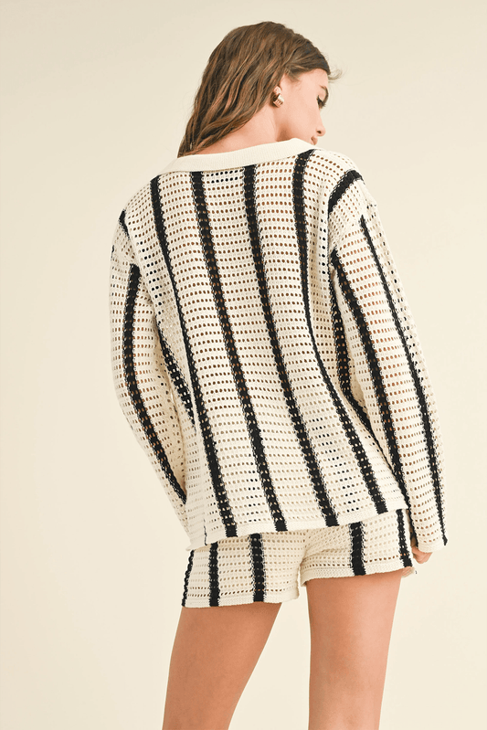 Lev Striped Crochet Button
