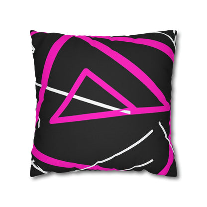 Decorative Throw Pillow Cover - Black and Pink Geometric Pattern
