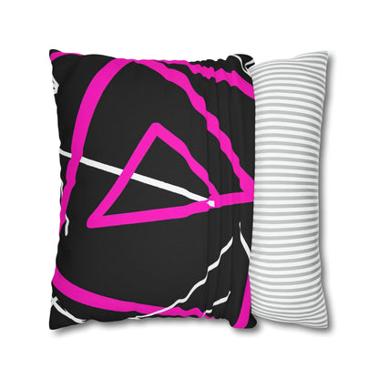 Decorative Throw Pillow Cover - Black and Pink Geometric Pattern
