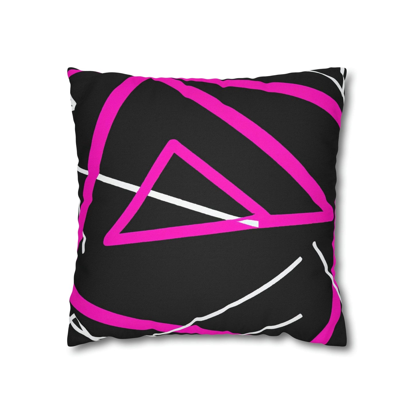 Decorative Throw Pillow Cover - Black and Pink Geometric Pattern