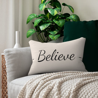 Decorative Lumbar Throw Pillow - Believe - Beige Black