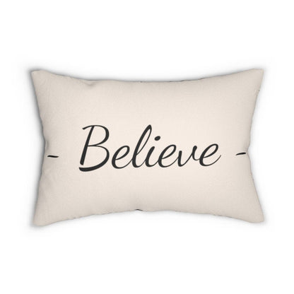 Decorative Lumbar Throw Pillow - Believe - Beige Black