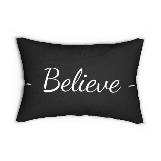 Decorative Lumbar Throw Pillow - Believe - Beige Black
