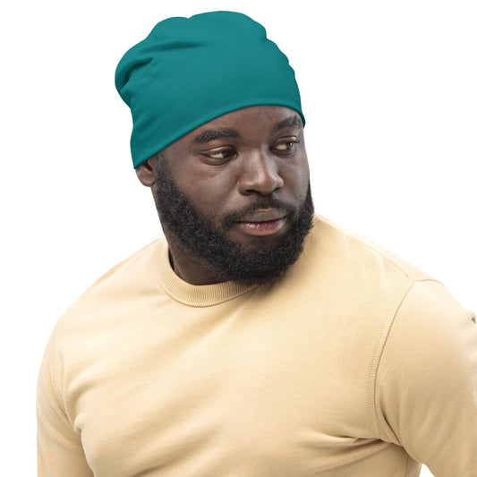 Double-layered Beanie Hat Dark Teal Green