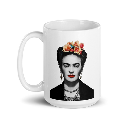 Frida Kahlo With Flowers Poster Artwork Mug-5