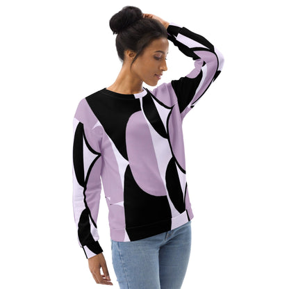 Graphic Sweatshirt for Women Geometric Lavender and Black Pattern