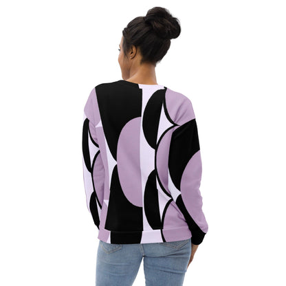 Graphic Sweatshirt for Women Geometric Lavender and Black Pattern