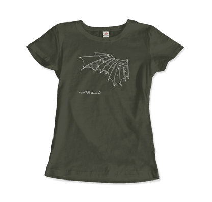 Leonardo Da Vinci, Glider Sketch Artwork T-Shirt-16