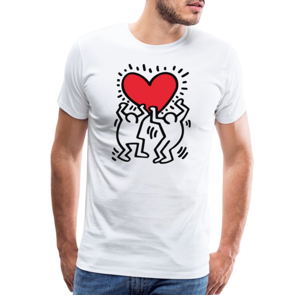 Men Holding Heart Icon, Street Art T-Shirt-1