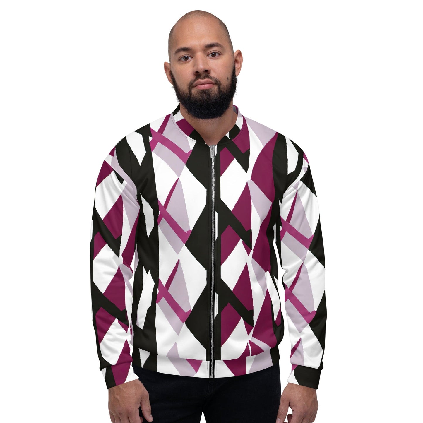 Mens Bomber Jacket - Pink Mauve Pattern