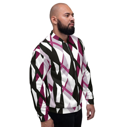 Mens Bomber Jacket - Pink Mauve Pattern