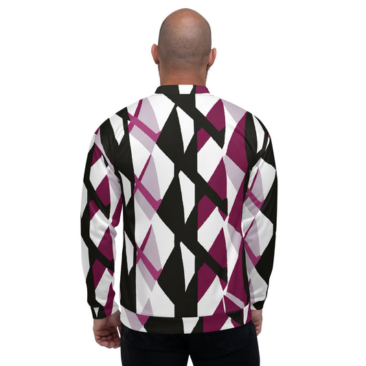 Mens Bomber Jacket - Pink Mauve Pattern