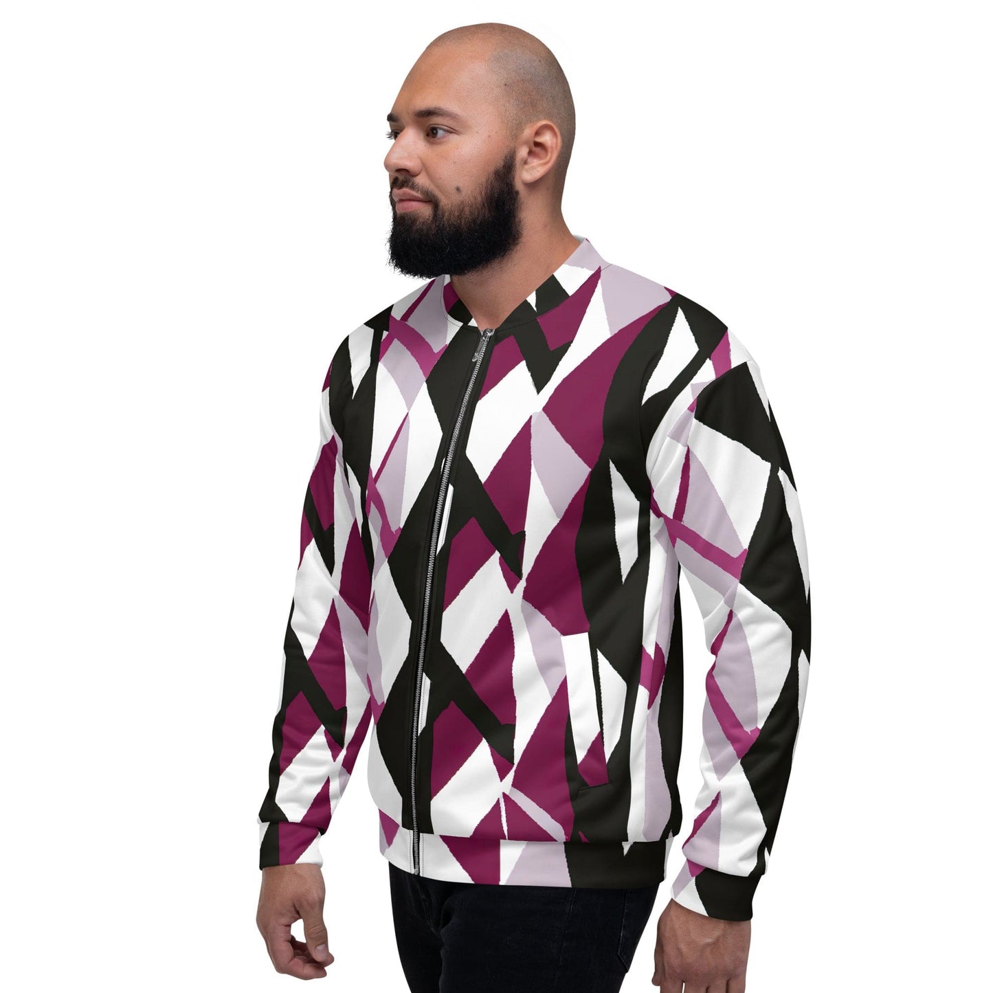 Mens Bomber Jacket - Pink Mauve Pattern