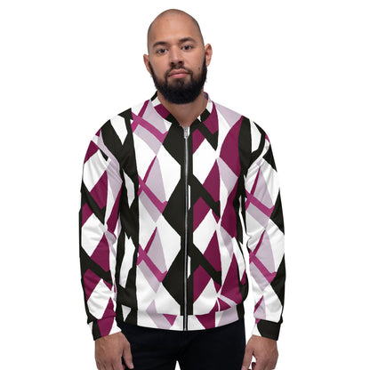 Mens Bomber Jacket - Pink Mauve Pattern