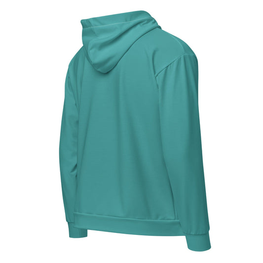 Mens Full Zip Graphic Hoodie - Teal Green