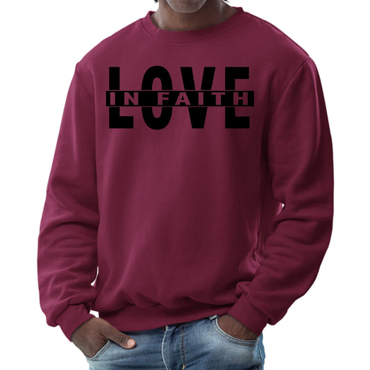 Mens Graphic Sweatshirt - Love in Faith Black Illustration
