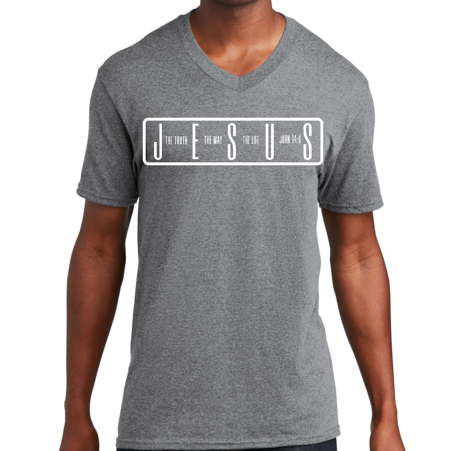 Mens Graphic V-neck T-shirt - the Truth the Way the Life