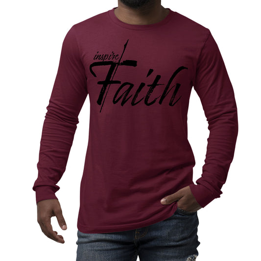 Mens Long Sleeve Graphic T-shirt Inspire Faith Black Print