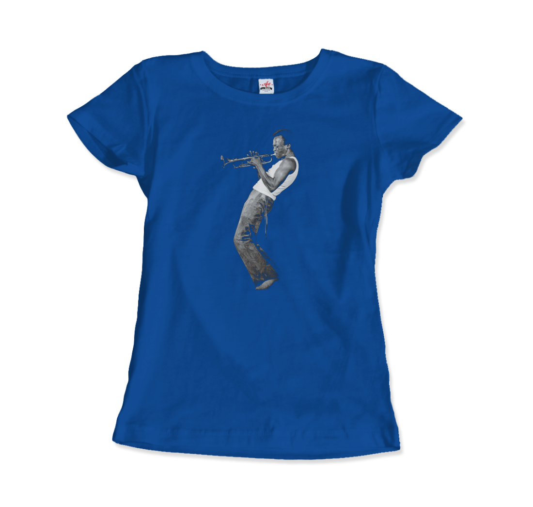 Miles Davis Playing his Trumpet Artwork T-Shirt-10