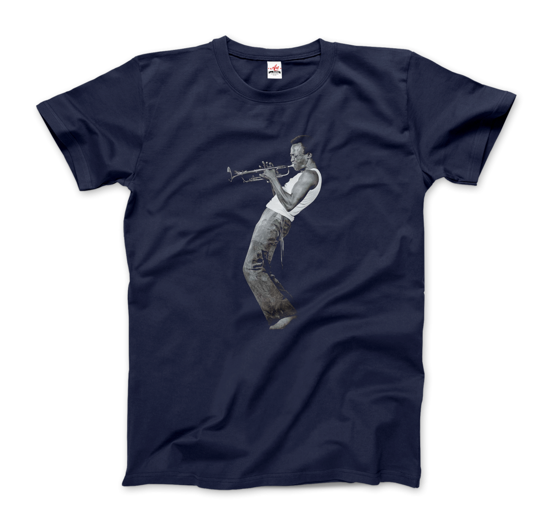 Miles Davis Playing his Trumpet Artwork T-Shirt-5